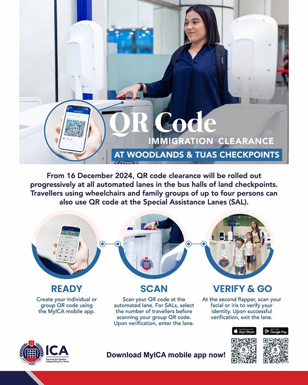ICA | Use of QR Code for Immigration Clearance at Woodlands and Tuas ...