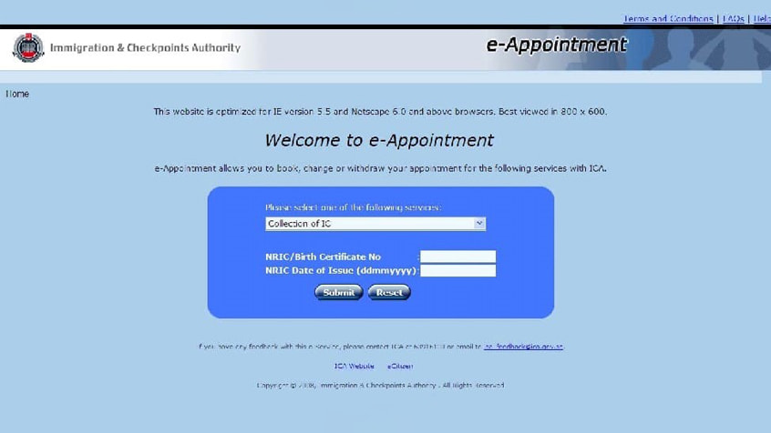 e-appt website