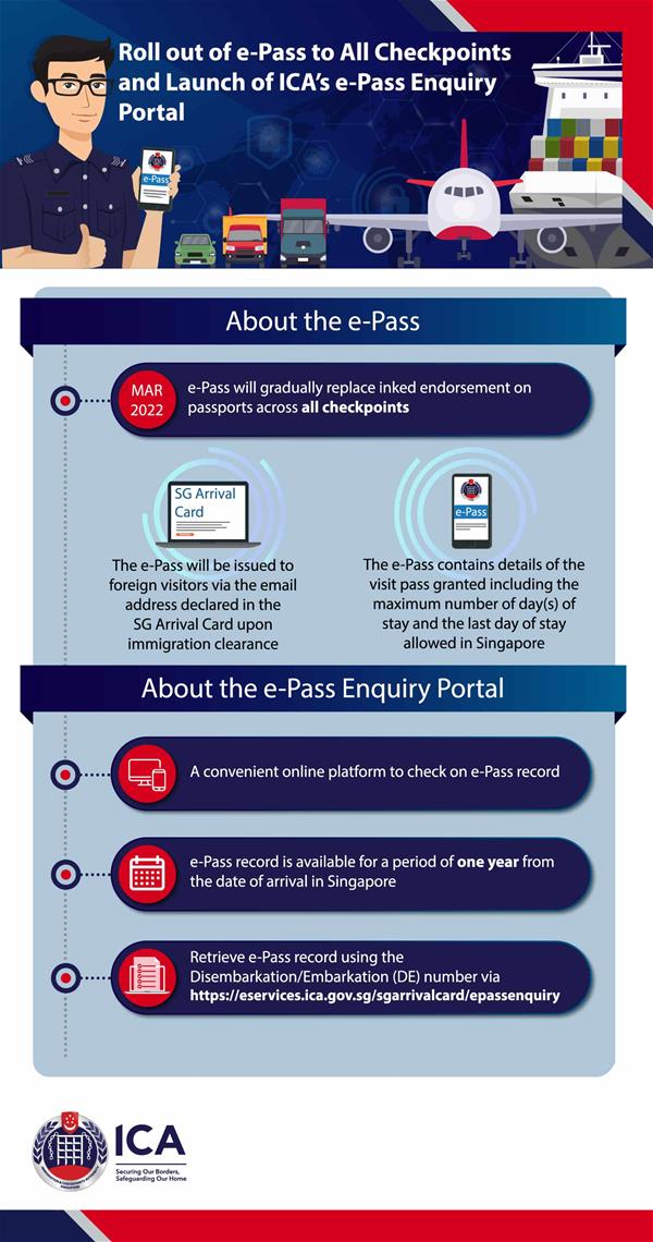 Infographic on roll out of e-Pass to all checkpoints and launch of enquiry portal