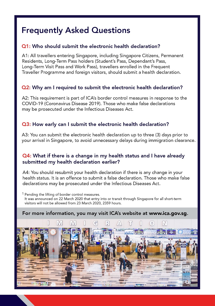 FAQs for electronic submission of Health Declaration using SG Arrival Card e-Service