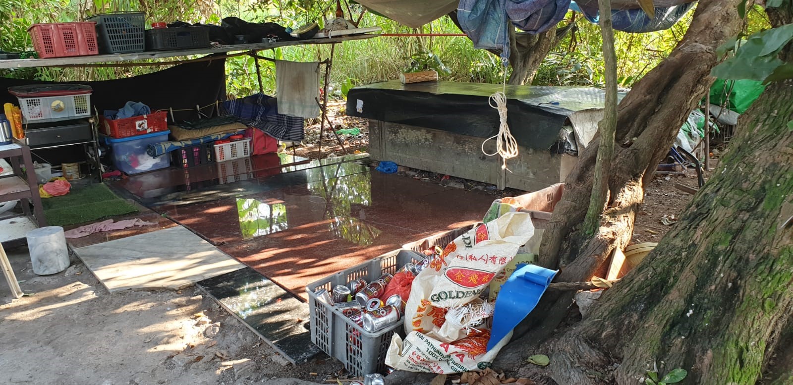 Make-shift quarters in the cemetery
