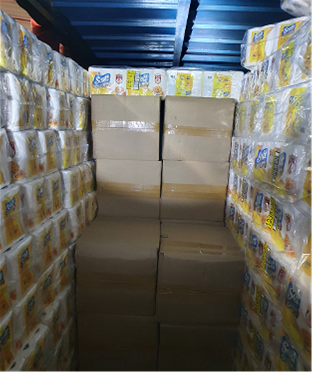 Duty-unpaid cigarettes found hidden in the consignment of tissue rolls. Picture 2