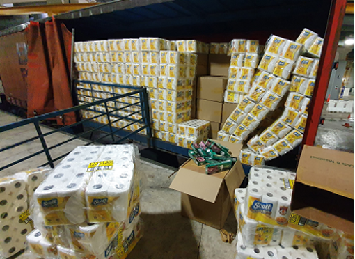 Duty-unpaid cigarettes found hidden in the consignment of tissue rolls. Picture 3