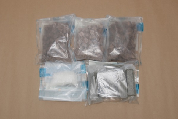 Drugs seized from the car driven by the 30-year-old Malaysian man attempting to smuggle the drugs into Singapore on 14 June 2025