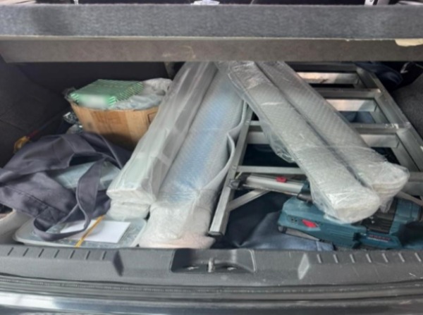 A traveller at Woodlands Checkpoint did not declare six sets of roller blinds meant for customer delivery in Singapore. [Photo- Singapore Customs]