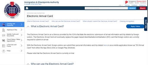 EAC Electronic Arrival Card