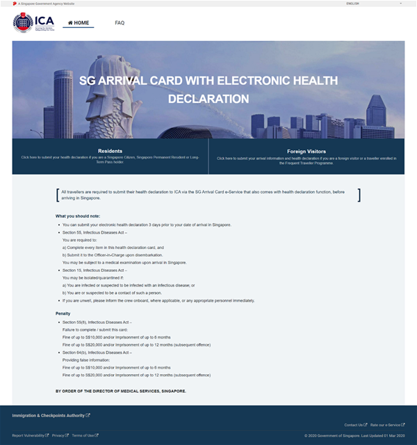 SG Arrival Card Website SG Arrival Card Website