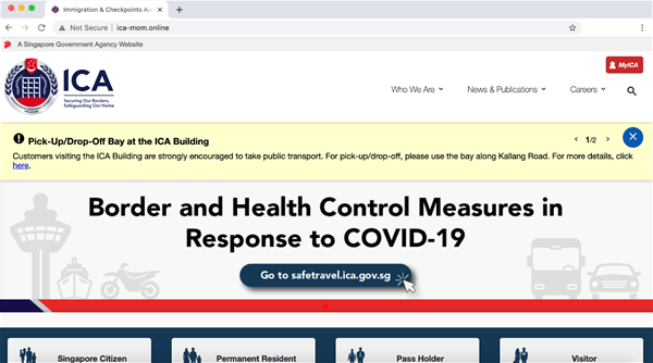 fakesite Screenshot of fake ICA website