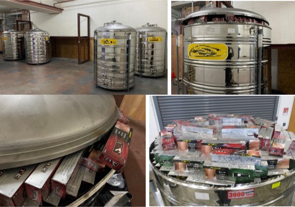 steel water tanks containing duty-unpaid cigarettes steel water tanks containing duty-unpaid cigarettes