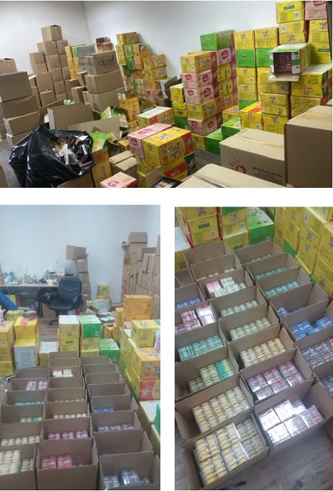 E-vaporisers and components found in the Woodlands warehouse unit