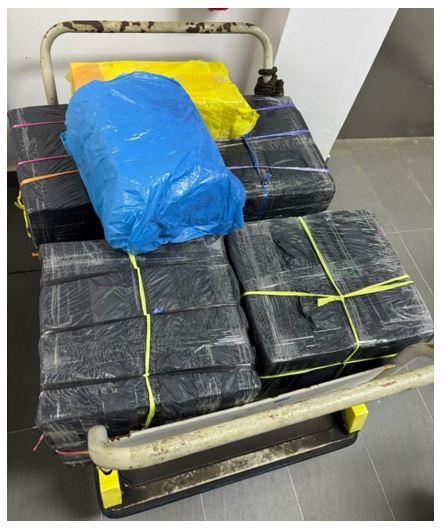 Seized contraband cigarettes (wrapped for concealment)]